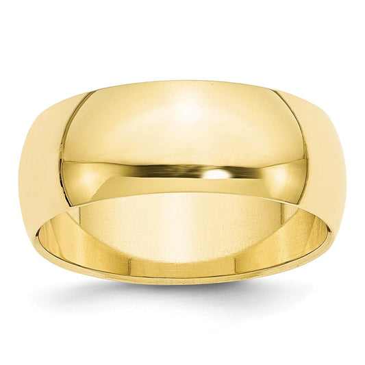 10k Yellow Gold 8mm Half Round Wedding Band Size 11
