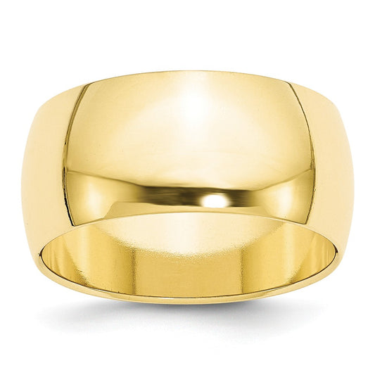 10k Yellow Gold 10mm Half Round Wedding Band Size 5