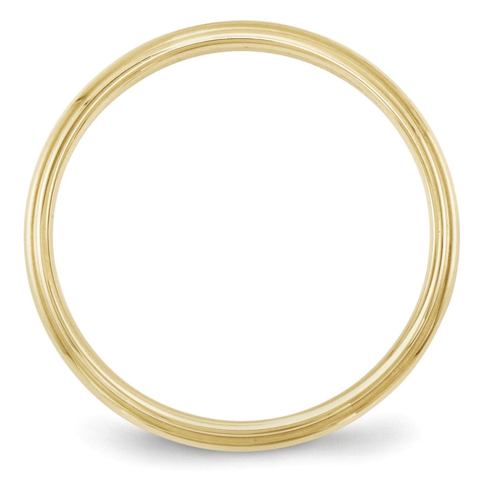 10k Yellow Gold 2.5mm Half Round with Edge Wedding Band Size 11