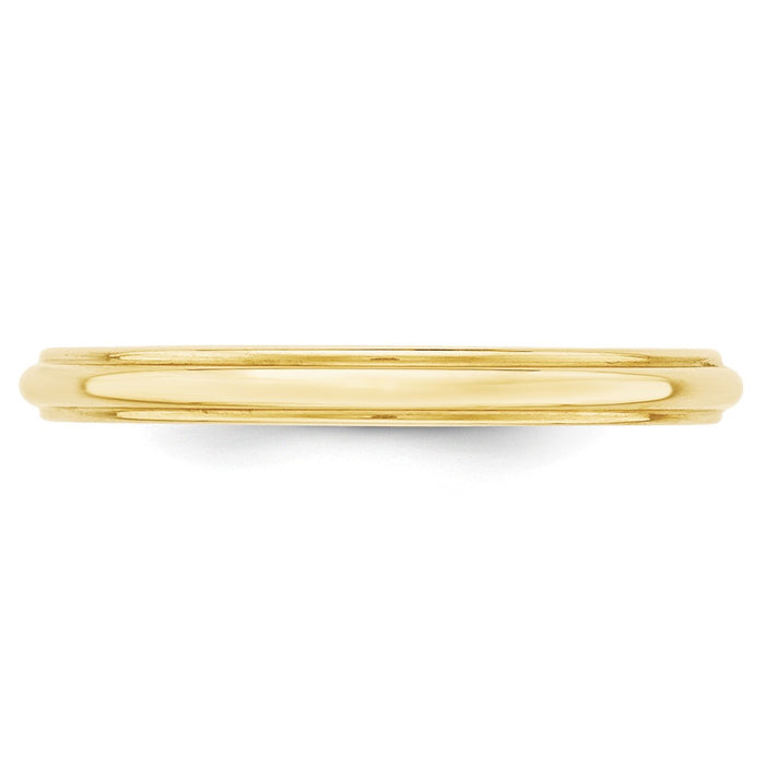 10k Yellow Gold 2.5mm Half Round with Edge Wedding Band Size 5