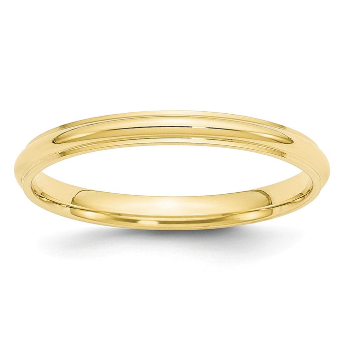 10k Yellow Gold 2.5mm Half Round with Edge Wedding Band Size 14