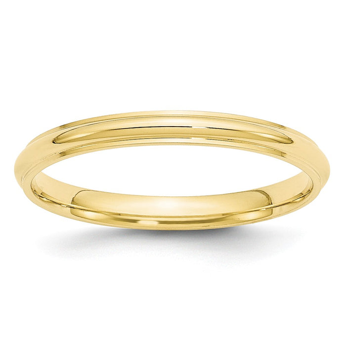 10k Yellow Gold 2.5mm Half Round with Edge Wedding Band Size 11.5