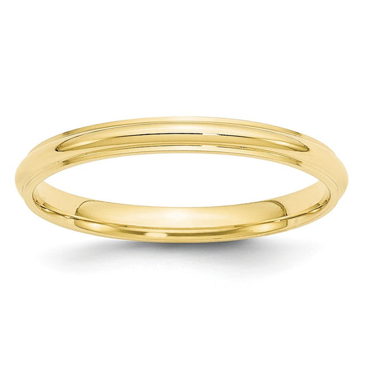 10k Yellow Gold 2.5mm Half Round with Edge Wedding Band Size 4