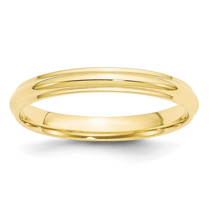 10k Yellow Gold 3mm Half Round with Edge Wedding Band Size 13.5