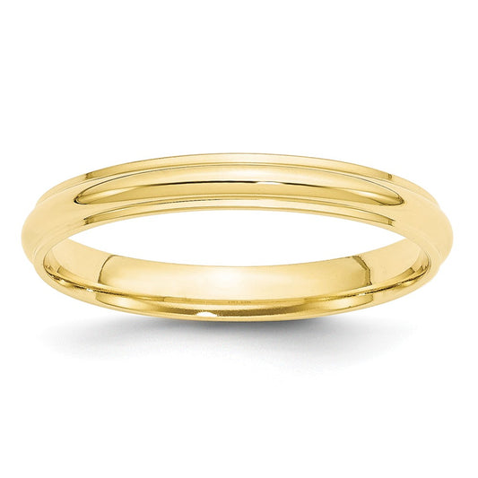 10k Yellow Gold 3mm Half Round with Edge Wedding Band Size 4