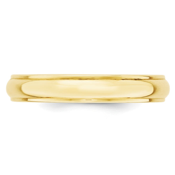 10k Yellow Gold 4mm Half Round with Edge Wedding Band Size 13