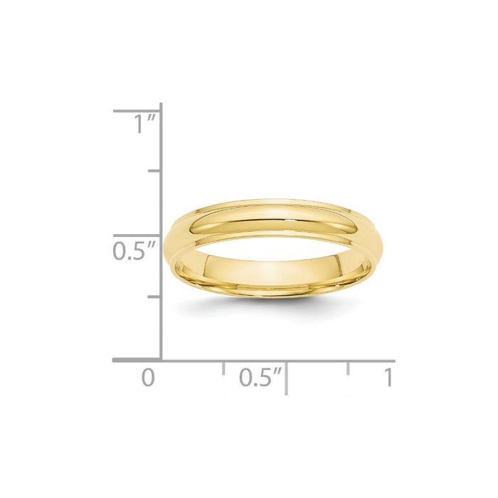 10k Yellow Gold 4mm Half Round with Edge Wedding Band Size 10