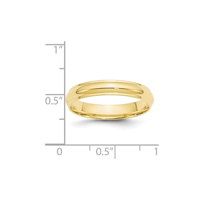 10k Yellow Gold 4mm Half Round with Edge Wedding Band Size 12.5