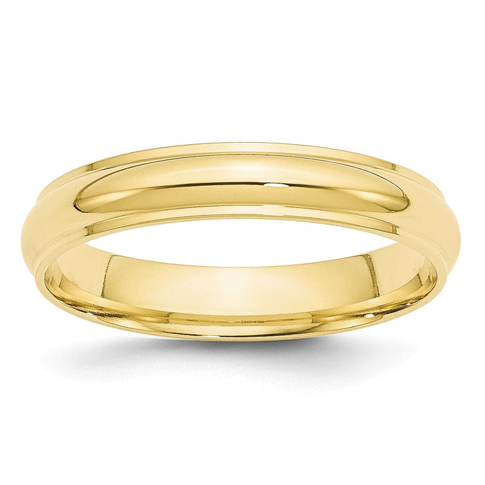10k Yellow Gold 4mm Half Round with Edge Wedding Band Size 13