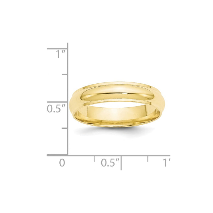 10k Yellow Gold 5mm Half Round with Edge Wedding Band Size 13