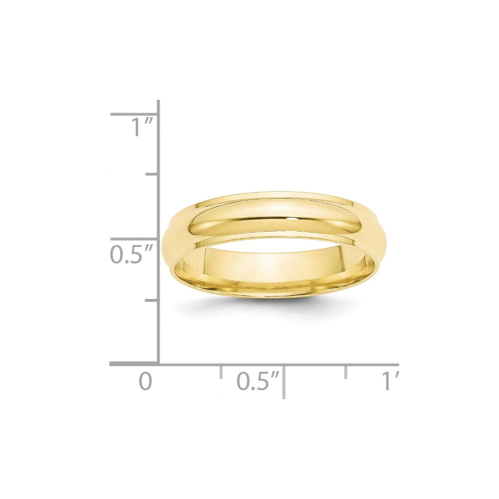 10k Yellow Gold 5mm Half Round with Edge Wedding Band Size 4