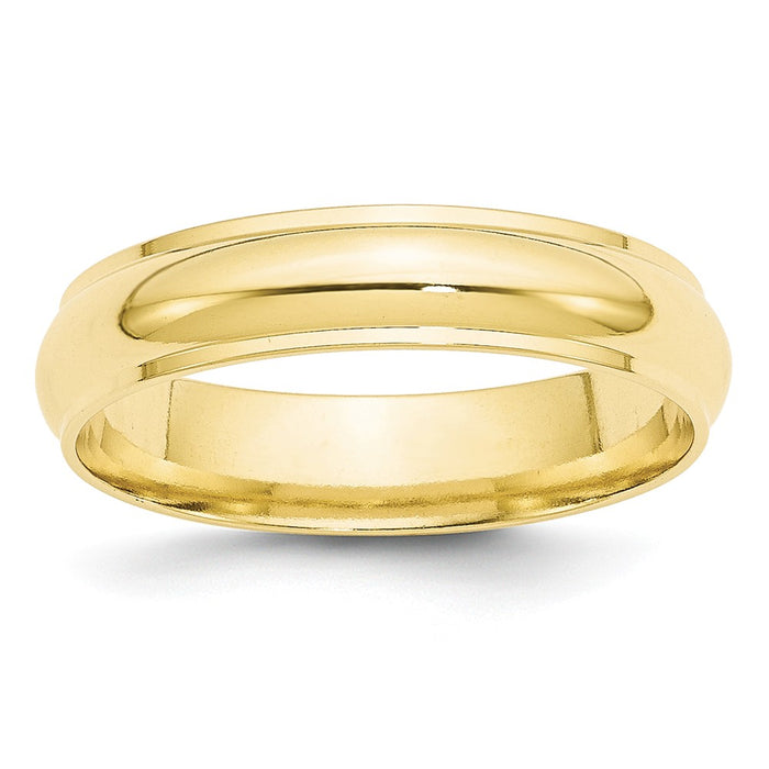 10k Yellow Gold 5mm Half Round with Edge Wedding Band Size 4