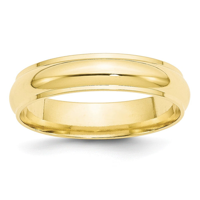 10k Yellow Gold 5mm Half Round with Edge Wedding Band Size 14