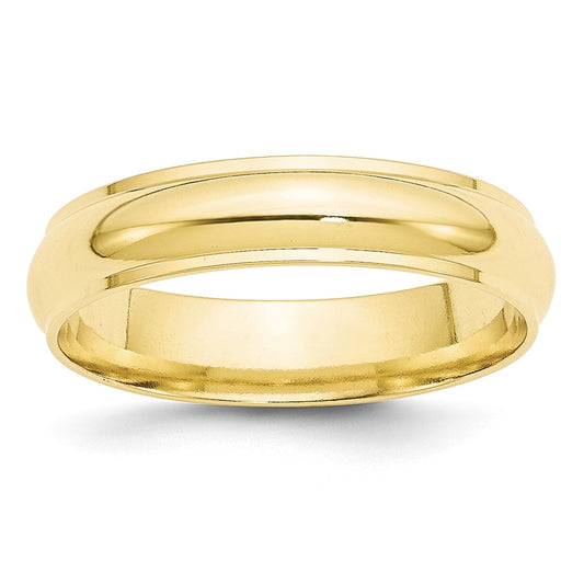 10k Yellow Gold 5mm Half Round with Edge Wedding Band Size 6.5