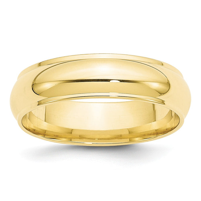 10k Yellow Gold 6mm Half Round with Edge Wedding Band Size 14