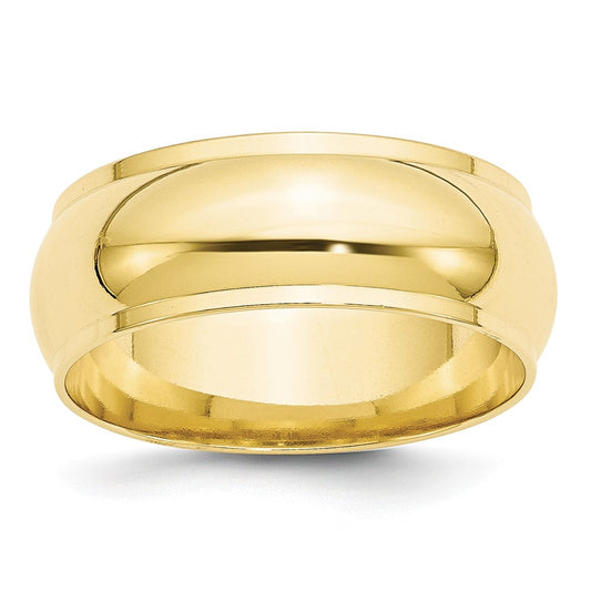 10k Yellow Gold 8mm Half Round with Edge Wedding Band Size 11