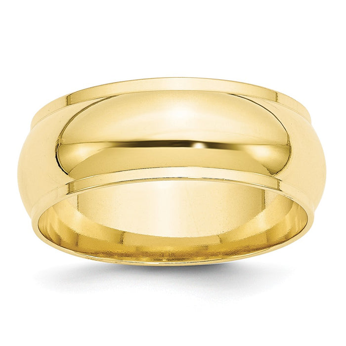 10k Yellow Gold 8mm Half Round with Edge Wedding Band Size 4