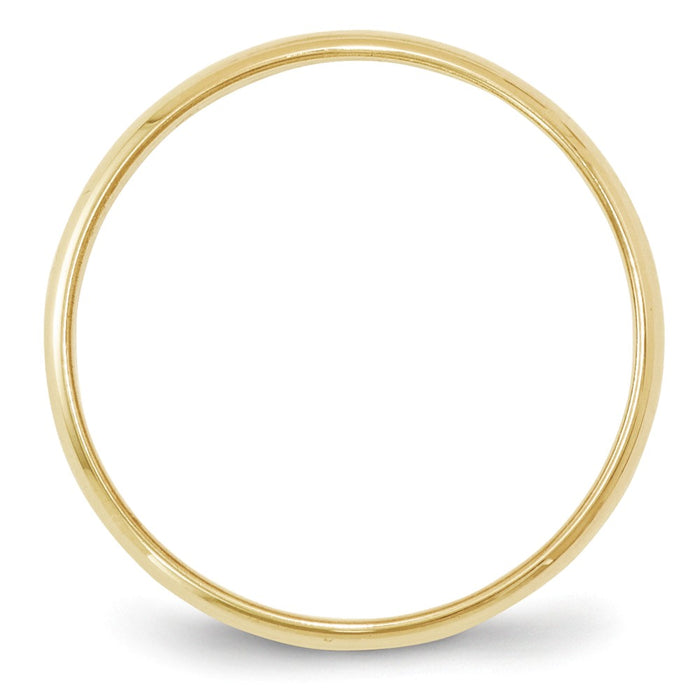 10k Yellow Gold 2mm LTW Half Round Wedding Band Size 9