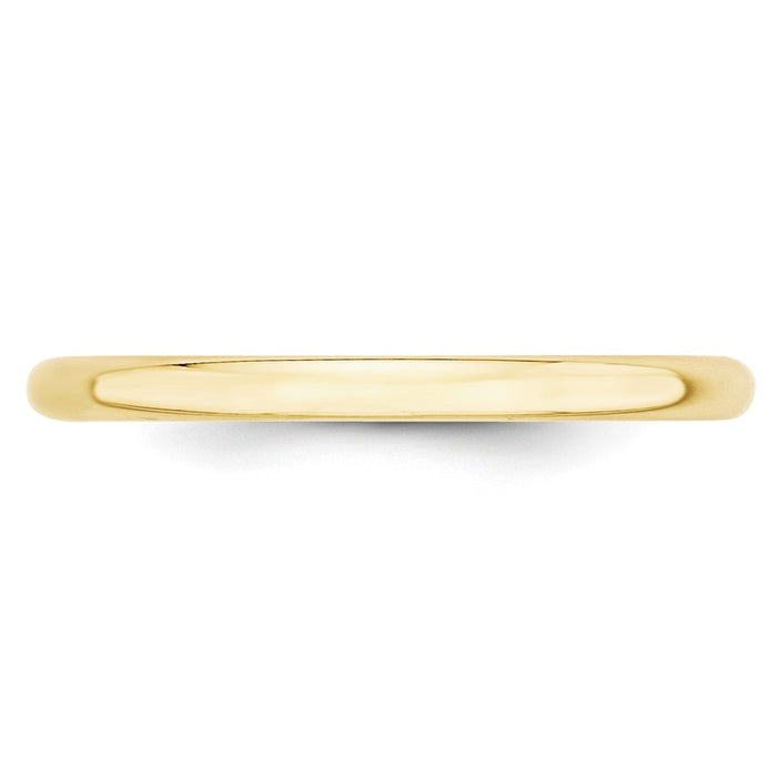 10k Yellow Gold 2mm LTW Half Round Wedding Band Size 6