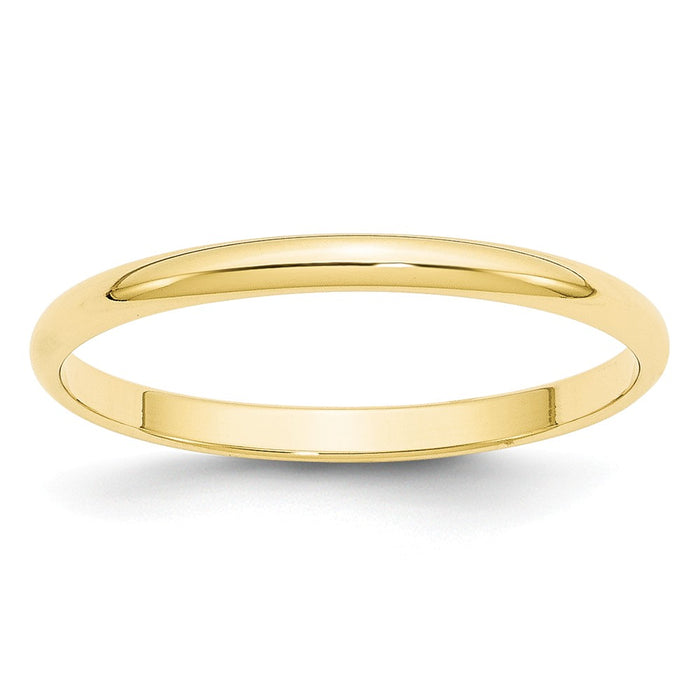 10k Yellow Gold 2mm LTW Half Round Wedding Band Size 4.5