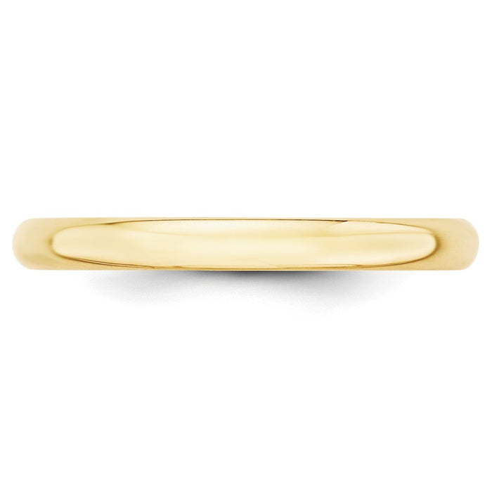 10k Yellow Gold 2.5mm LTW Half Round Wedding Band Size 10