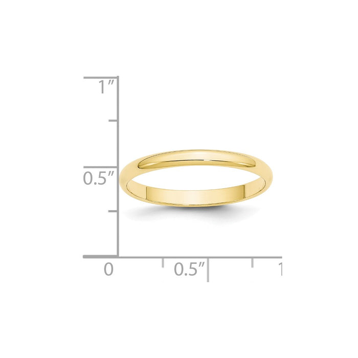 10k Yellow Gold 2.5mm LTW Half Round Wedding Band Size 9.5