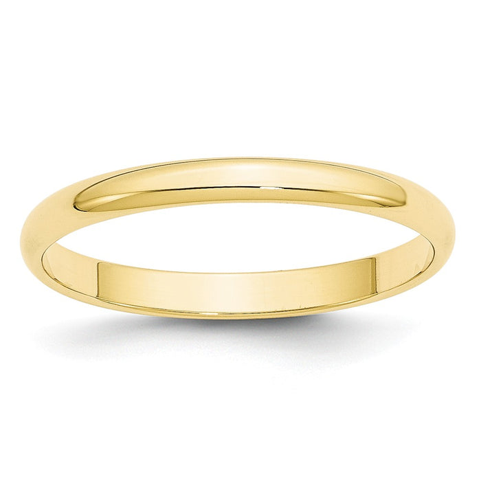 10k Yellow Gold 2.5mm LTW Half Round Wedding Band Size 12.5