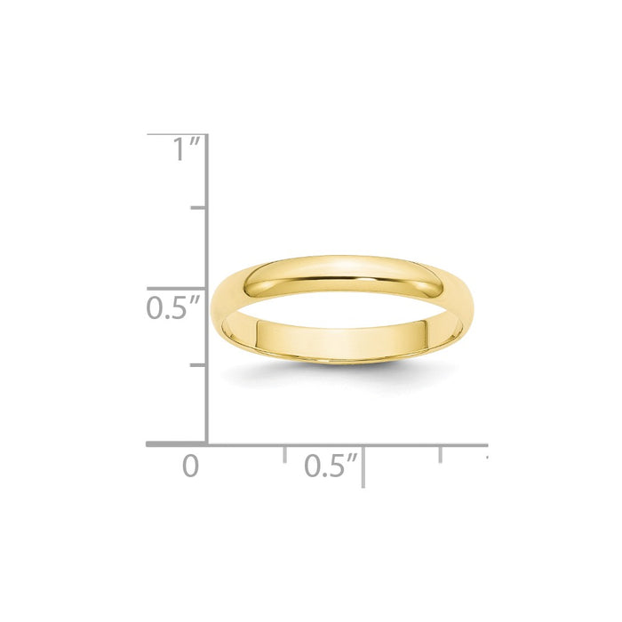 10k Yellow Gold 3mm LTW Half Round Wedding Band Size 9