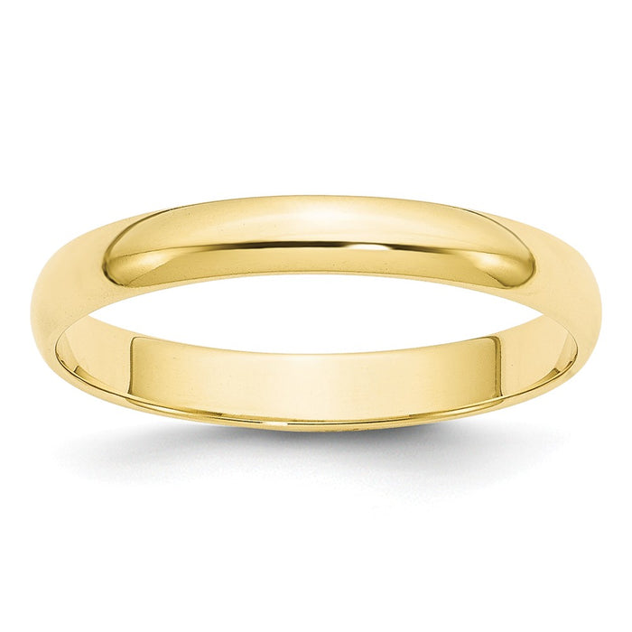 10k Yellow Gold 3mm LTW Half Round Wedding Band Size 7