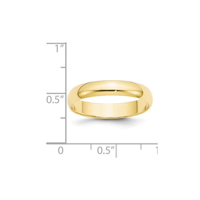 10k Yellow Gold 4mm LTW Half Round Wedding Band Size 10