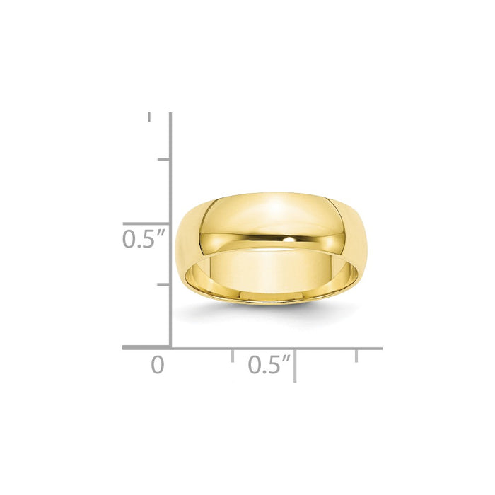 10k Yellow Gold 6mm LTW Half Round Wedding Band Size 9