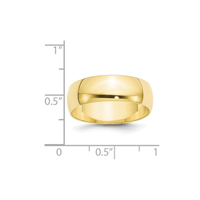 10k Yellow Gold 7mm LTW Half Round Wedding Band Size 6.5