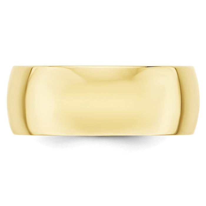 10k Yellow Gold 8mm LTW Half Round Wedding Band Size 5