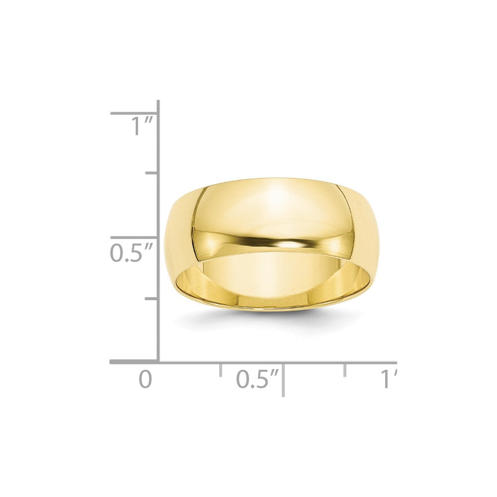 10k Yellow Gold 8mm LTW Half Round Wedding Band Size 6