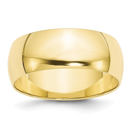 10k Yellow Gold 8mm LTW Half Round Wedding Band Size 6