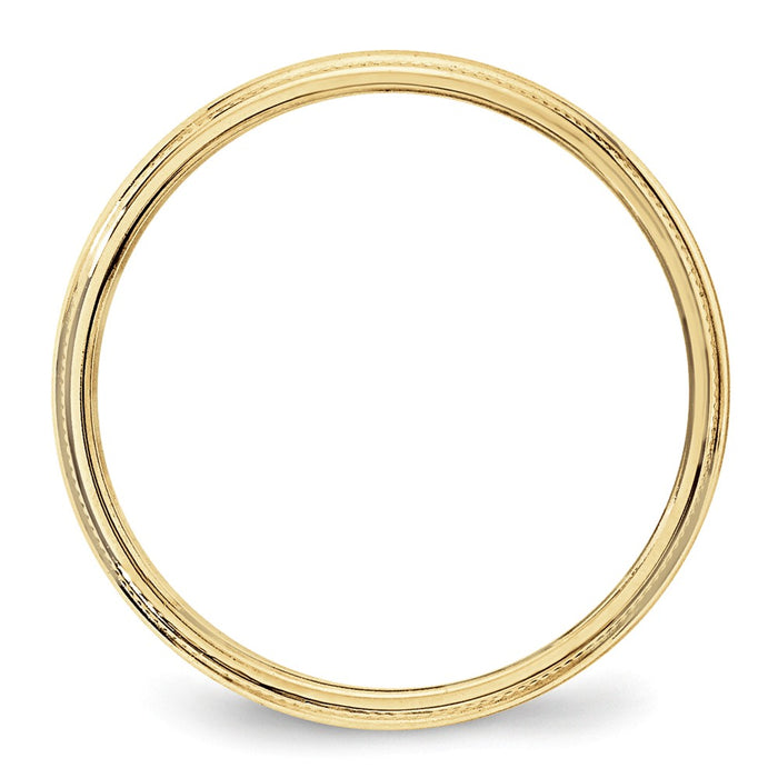 10k Yellow Gold 3mm Milgrain Half Round Wedding Band Size 4