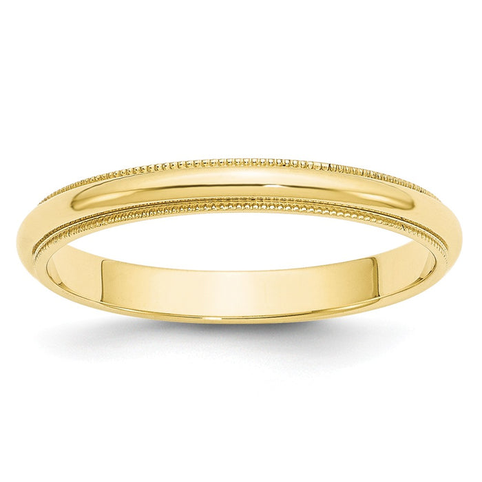 10k Yellow Gold 3mm Milgrain Half Round Wedding Band Size 8.5
