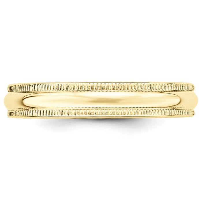 10k Yellow Gold 4mm Milgrain Half Round Wedding Band Size 6