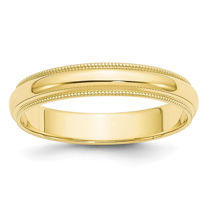 10k Yellow Gold 4mm Milgrain Half Round Wedding Band Size 5