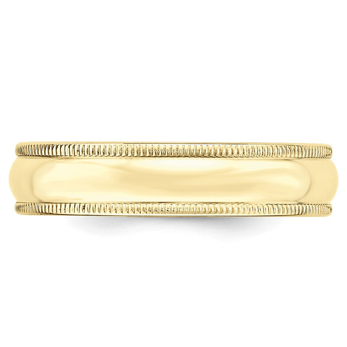 10k Yellow Gold 5mm Milgrain Half Round Wedding Band Size 4