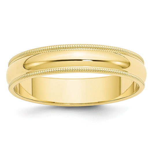 10k Yellow Gold 5mm Milgrain Half Round Wedding Band Size 10.5