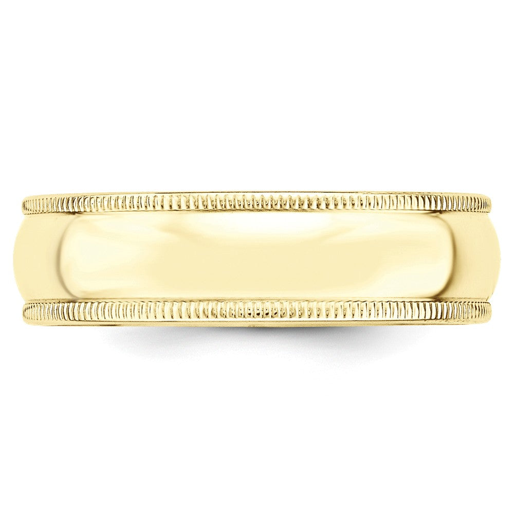 10k Yellow Gold 6mm Milgrain Half Round Wedding Band Size 9.5