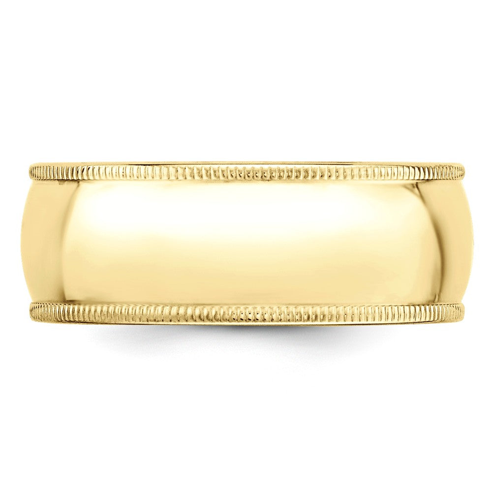 10k Yellow Gold 8mm Milgrain Half Round Wedding Band Size 7