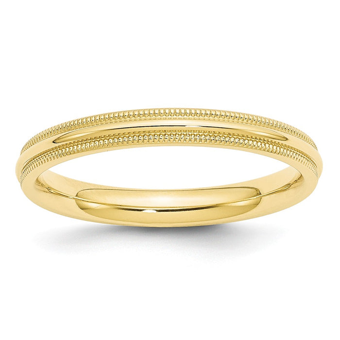 10k Yellow Gold 3mm Milgrain Comfort Fit Wedding Band Size 5