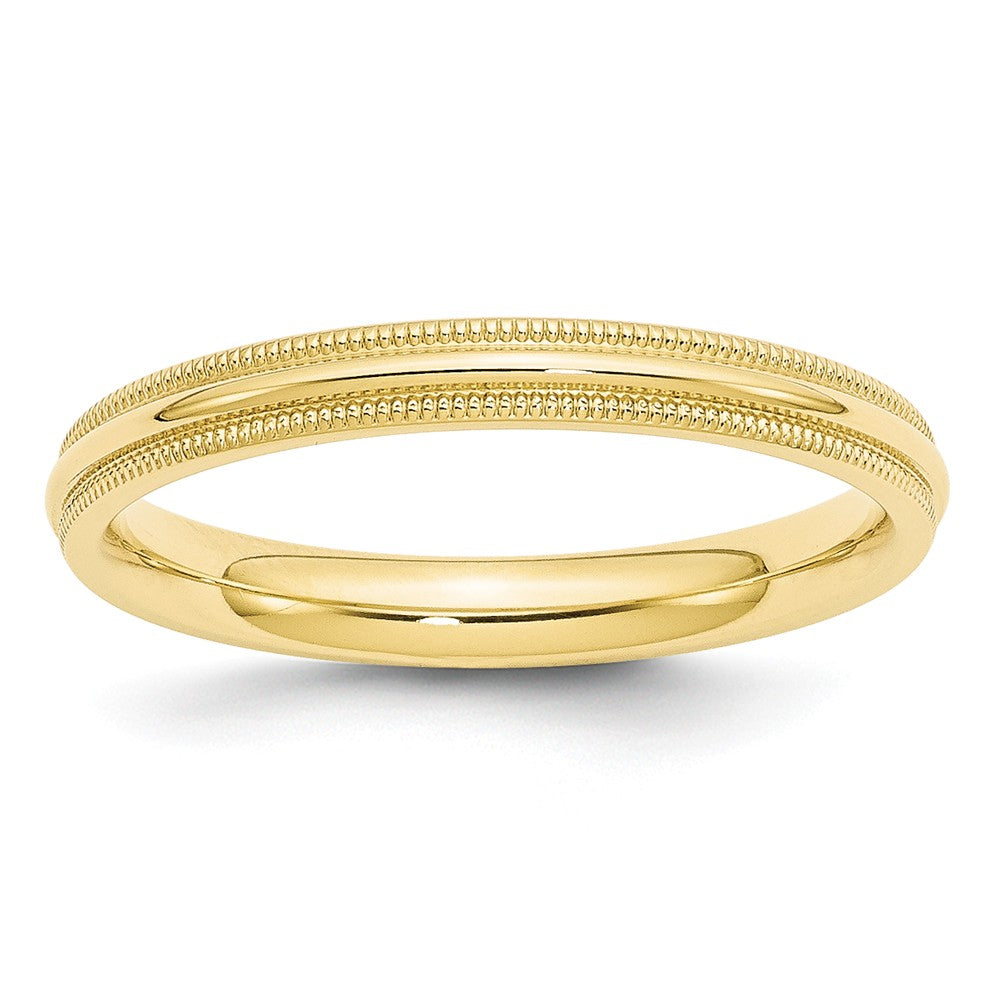 10k Yellow Gold 3mm Milgrain Comfort Fit Wedding Band Size 5.5