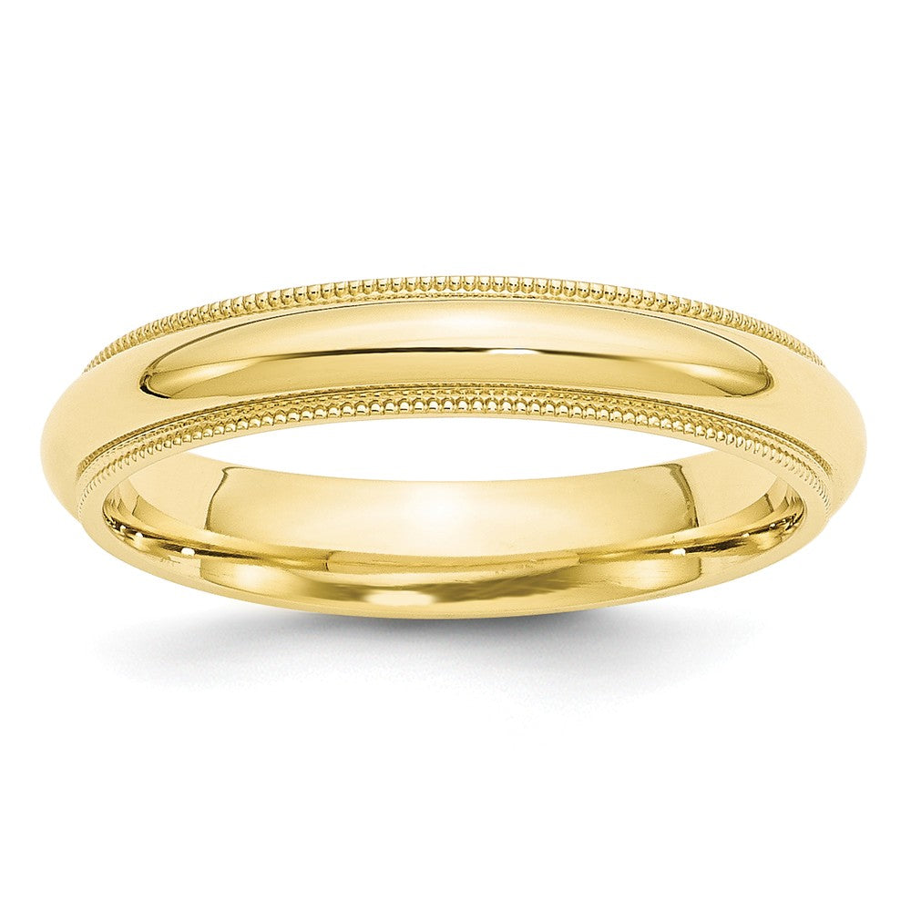10k Yellow Gold 4mm Milgrain Comfort Fit Wedding Band Size 10