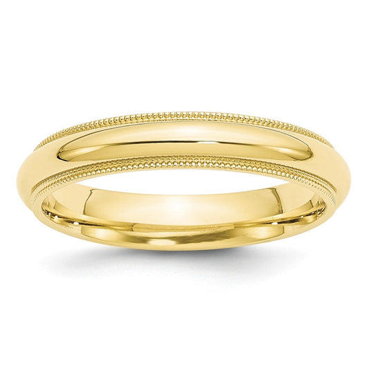 10k Yellow Gold 4mm Milgrain Comfort Fit Wedding Band Size 10