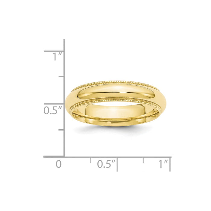 10k Yellow Gold 5mm Milgrain Comfort Fit Wedding Band Size 11