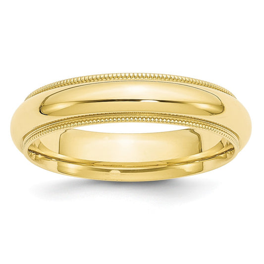 10k Yellow Gold 5mm Milgrain Comfort Fit Wedding Band Size 9.5