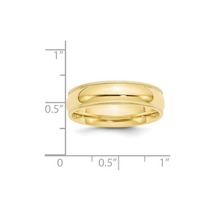 10k Yellow Gold 6mm Milgrain Comfort Fit Wedding Band Size 10.5